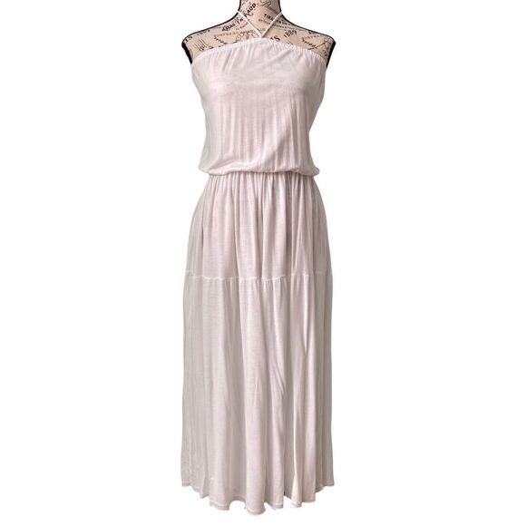 Pink Dice White Midi Sheer Dress/Coverup in Size Small - Picture 1 of 7